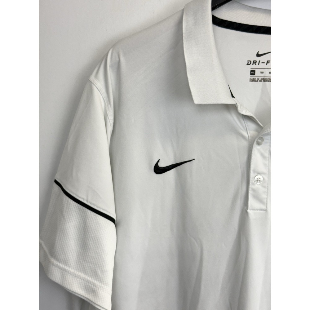 Nike Golf Men's XXL Dri-Fit Performance Polo Shirt White Short Sleeve White Logo - Picture 4 of 6